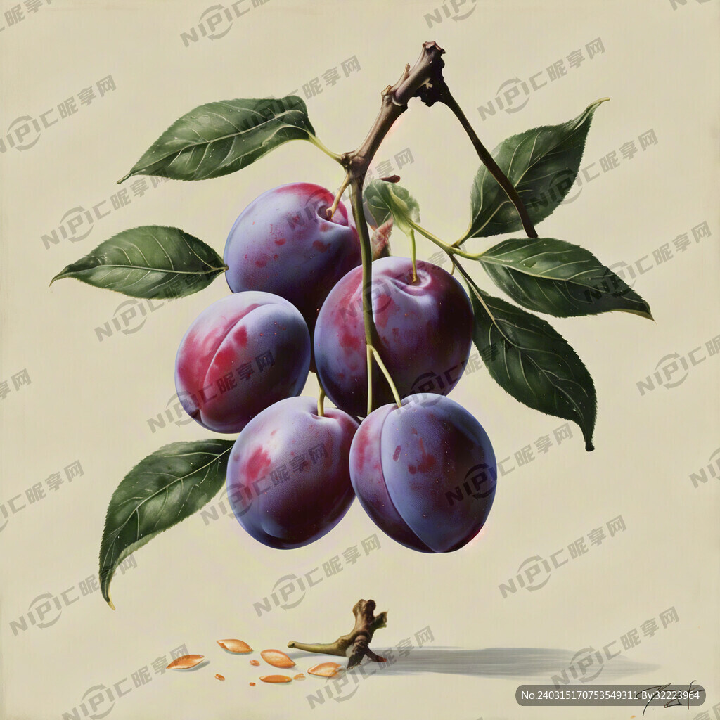 简单二维的李子画