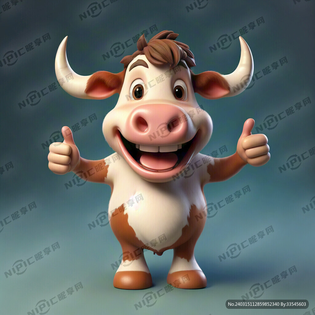 牛卡通 有角 卡通小孩身形