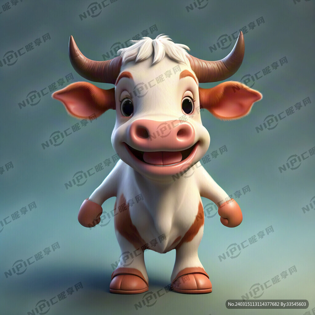 牛卡通 有角 卡通小孩身形