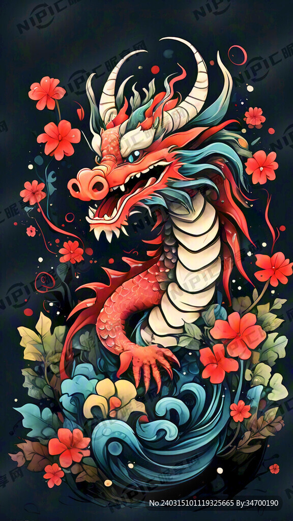 卡通 中国龙 盘旋 矢量图