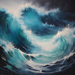 油画，蓝色，海洋，水纹