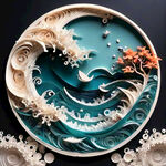 衍纸，海浪，淡雅