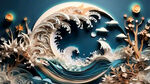 衍纸，海浪，淡雅