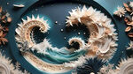 衍纸，海浪，淡雅