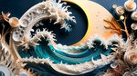 衍纸，海浪，淡雅