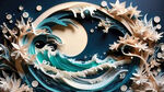 衍纸，海浪，淡雅