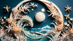 衍纸，海，淡雅