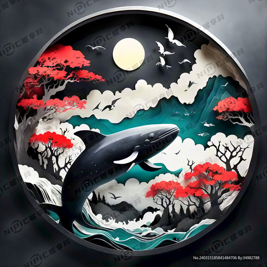 剪纸 鲸
