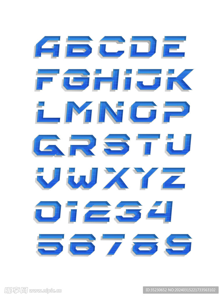 科技感蓝色字母数字素材