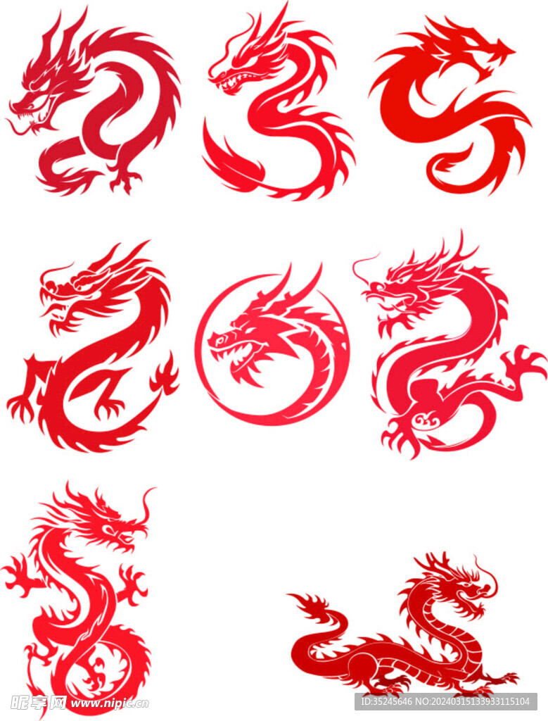 创意中国风祥龙logo设计元素