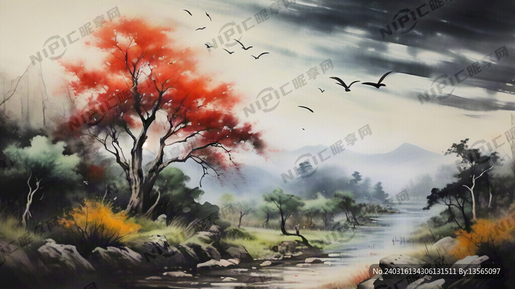 古风风景壁画