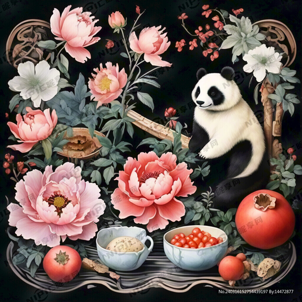 牡丹 熊猫 石榴 长城