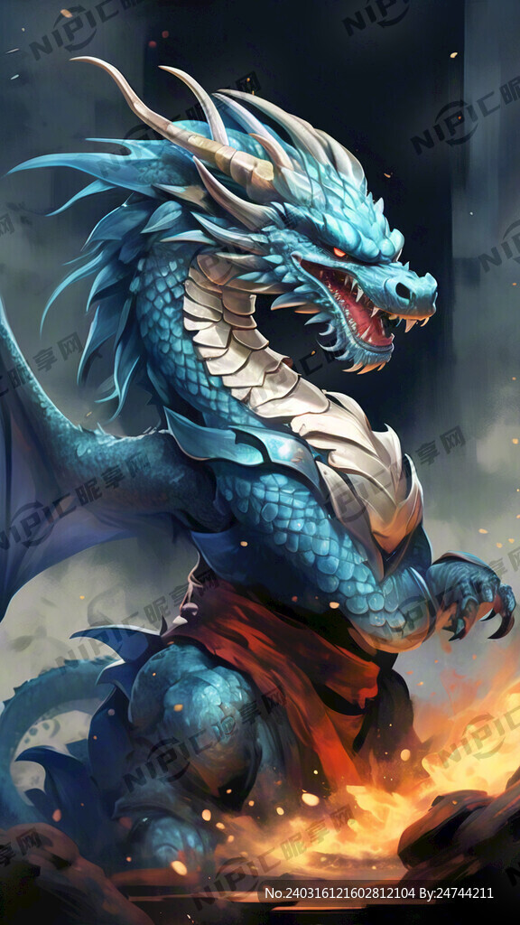 武侠风海报 龙 蓝色