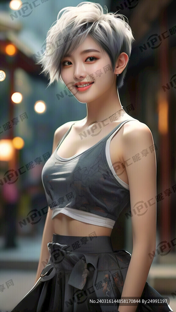短发 精致 皮肤白 女孩子 