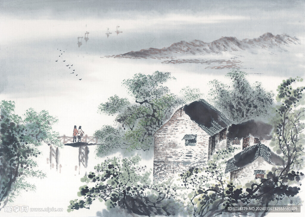          现代山水画 