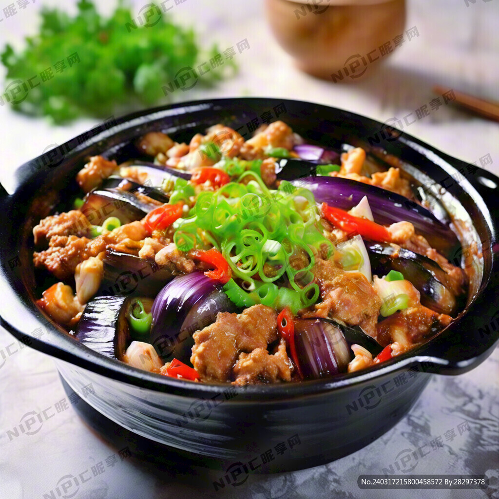 鱼香肉沫茄子砂锅菜