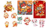 卡通龙年元素素材图片