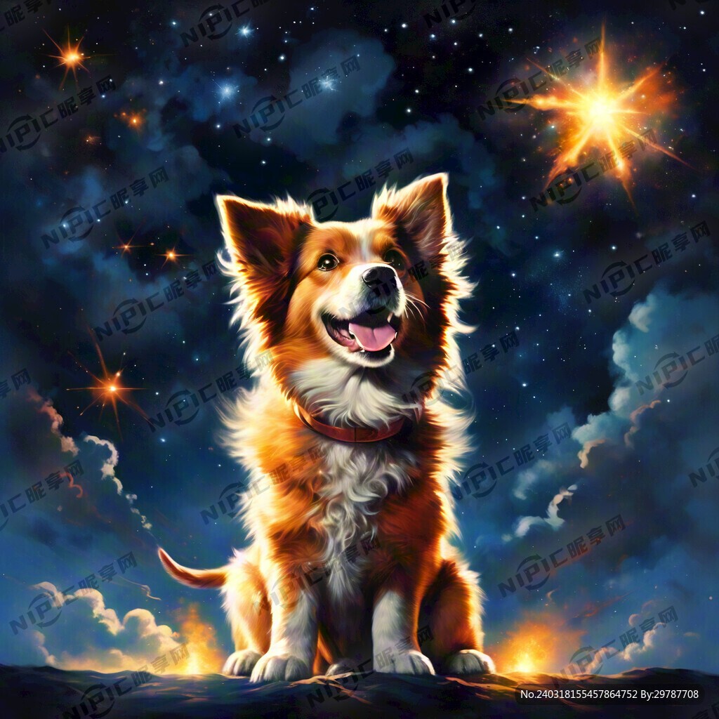 狗狗 星空 火箭