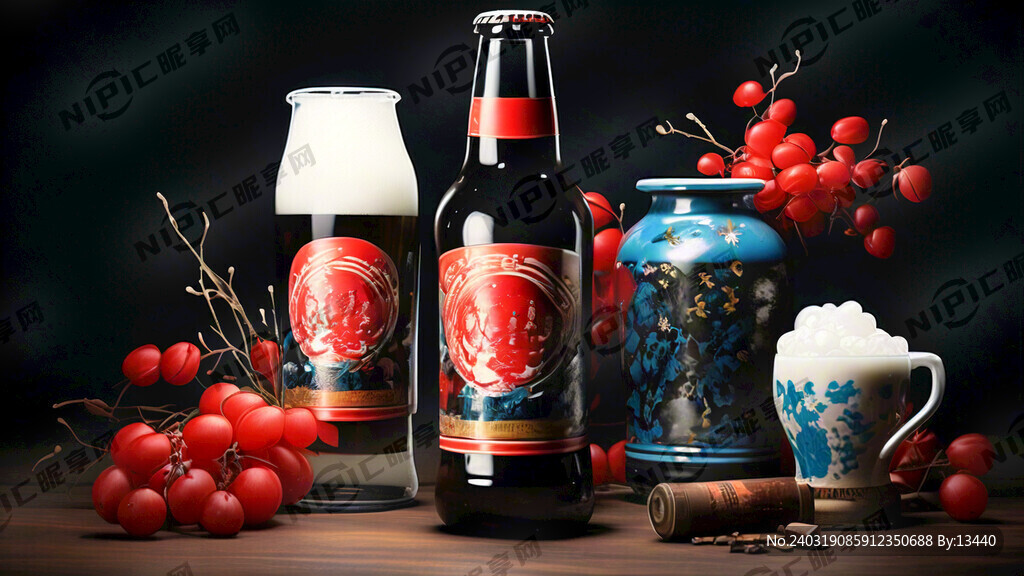 啤酒瓶 啤酒杯 青岛啤酒荧红灯