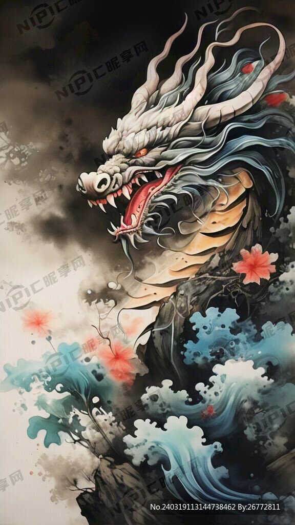 中国龙元素 水墨画