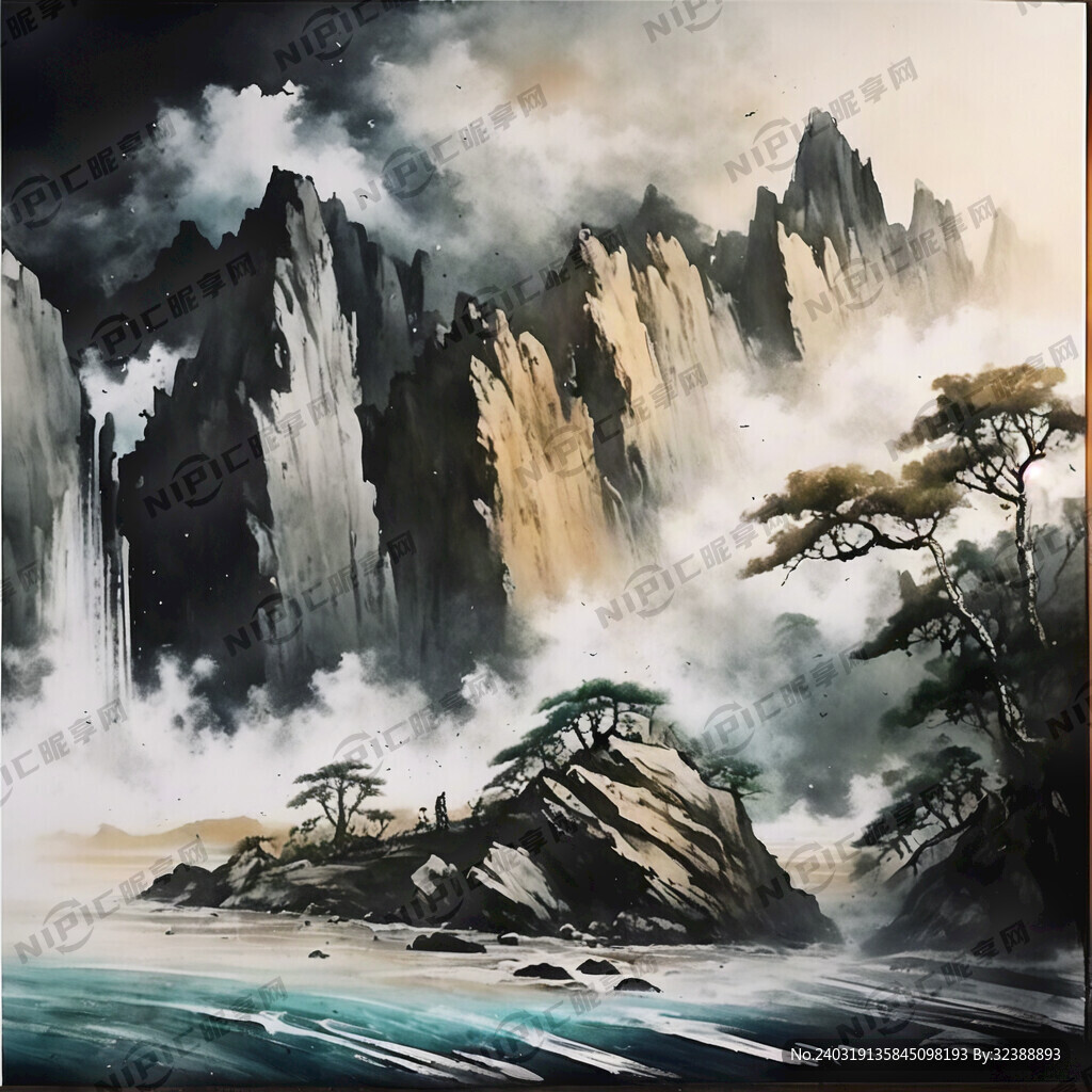 山水画 线条纹理 金属拉丝