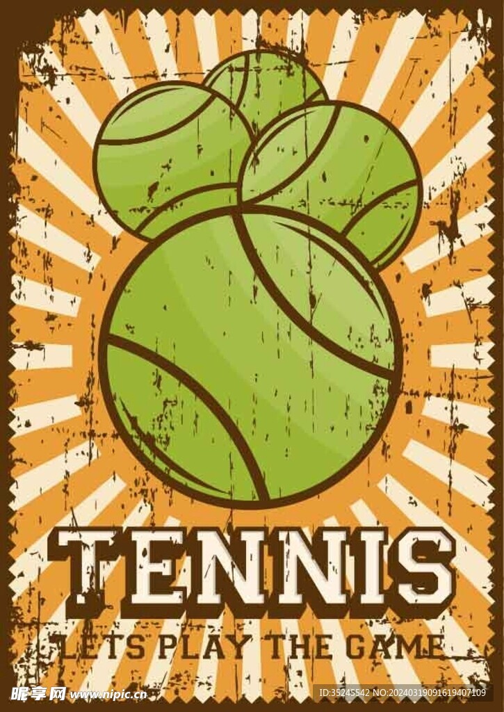 ai矢量复古网球海报