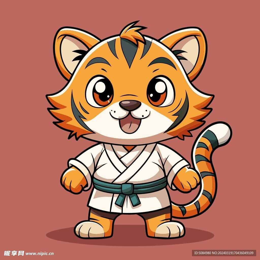 穿白色战斗服的拟人虎