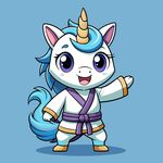 穿白色战斗服的拟人雄独角兽