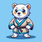 穿白色战斗服的拟人北极熊