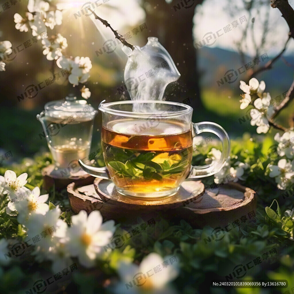 养生茶 春天背景 阳光