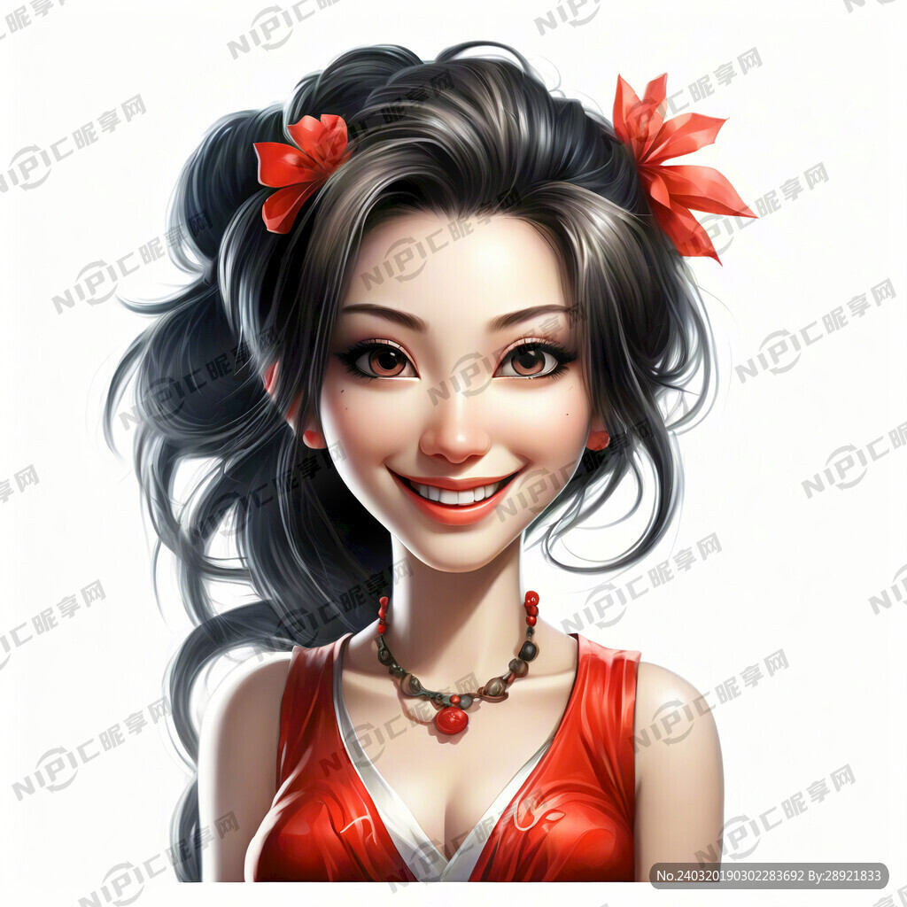 卡通东方美女  笑容甜美 
