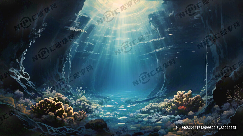 幽深的海底 深蓝色