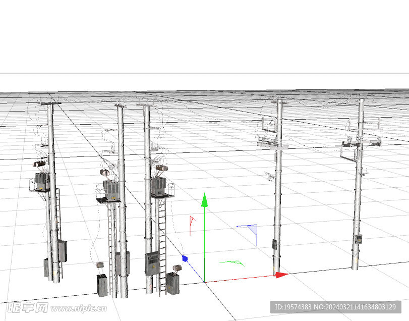 C4D模型 电线杆