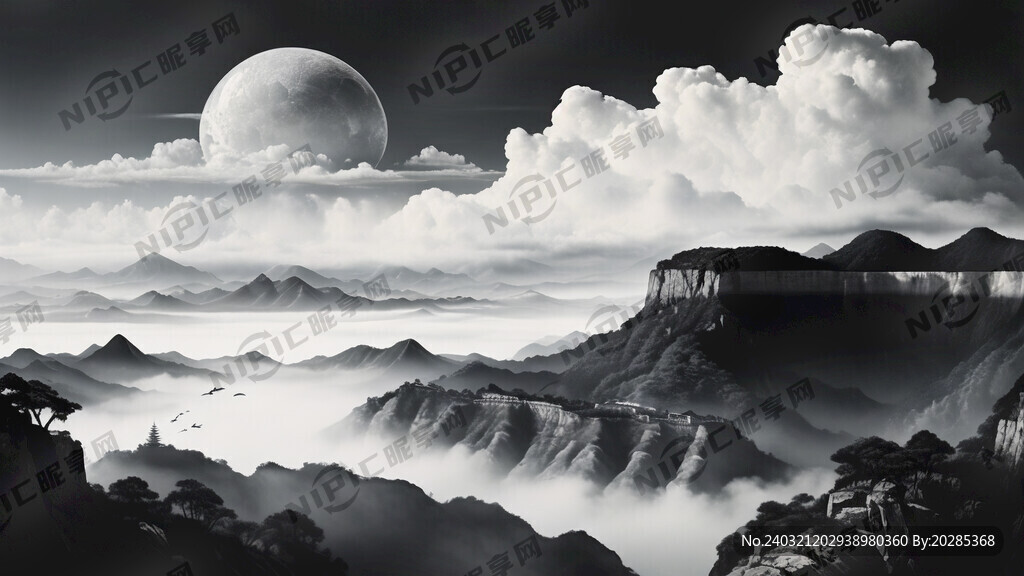 万里江山 云雾缭绕 壮观