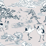 白云仙鹤国风素材四方连续图案