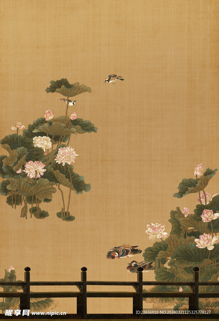国风工笔国画分层素材 