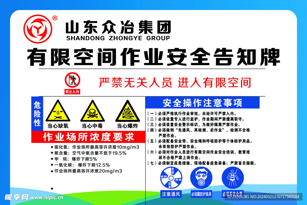 有限空间作业告知牌