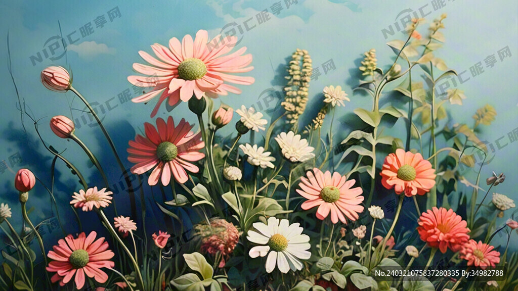 花丛 草丛 层次 手绘 宫崎骏