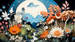 草丛，剪纸，鲜艳