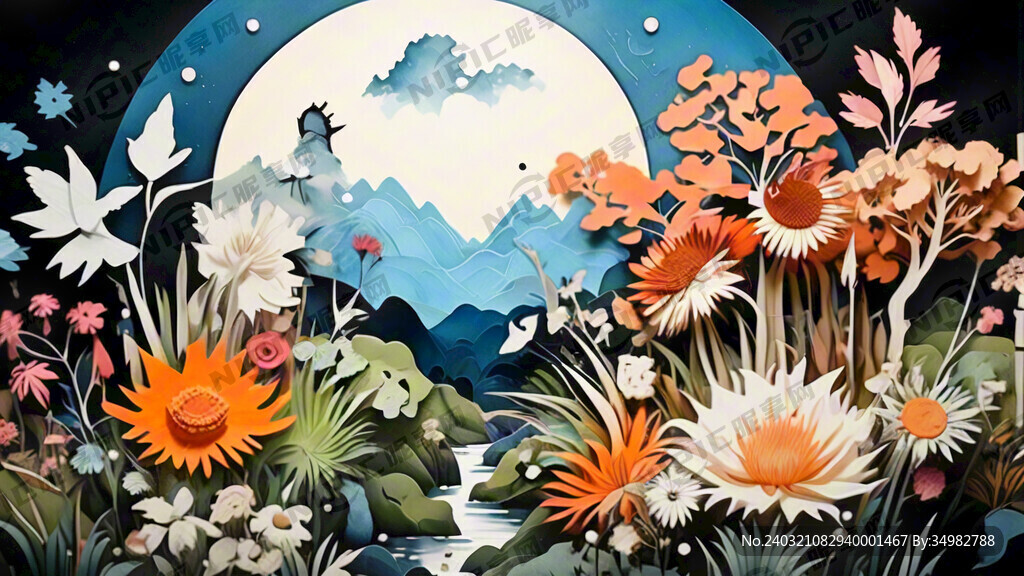 草丛 剪纸 鲜艳