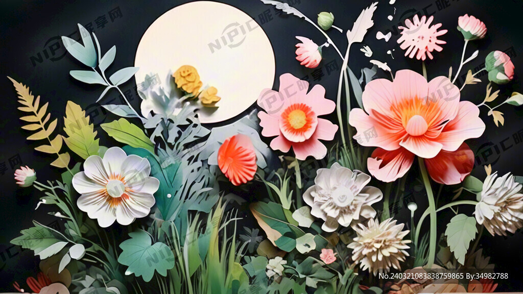 花丛 草 剪纸 清新
