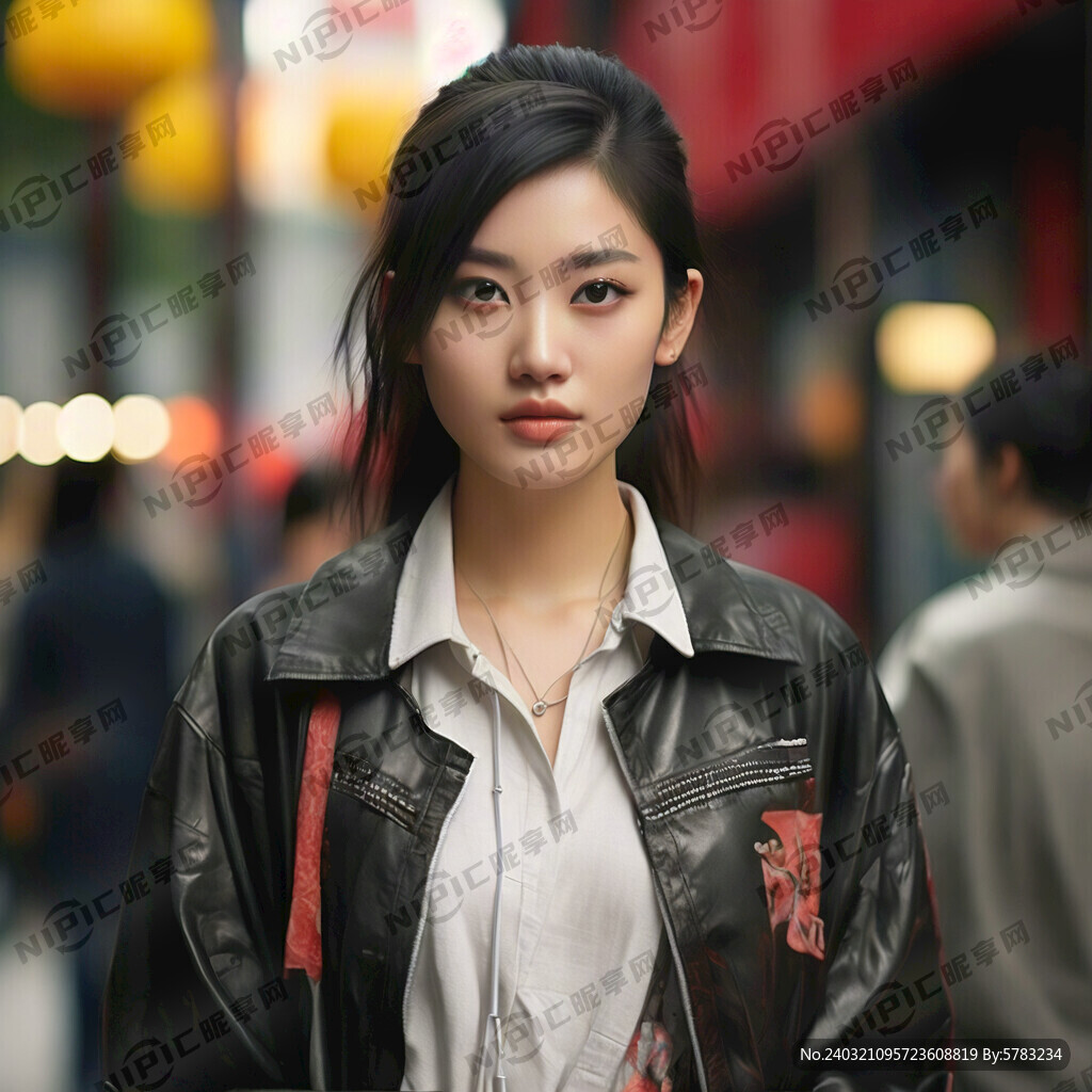 年轻潮流女性 45度角站立人物