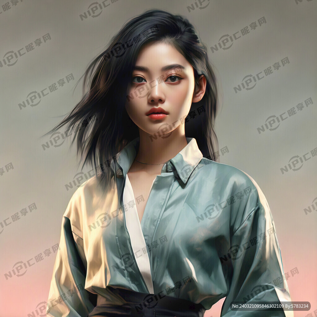 年轻潮流女性 45度角站立