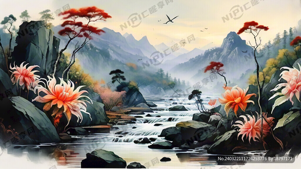 石斛 山谷河流 中国风