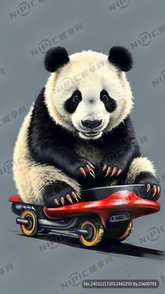 熊猫轮滑简笔画