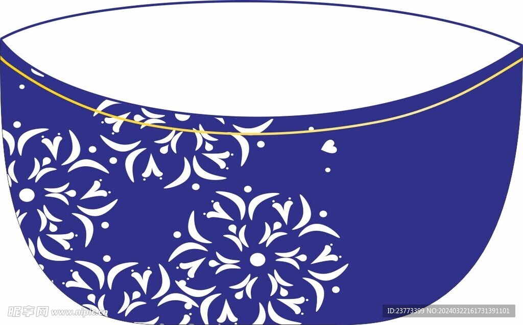 青花瓷碗  矢量花纹