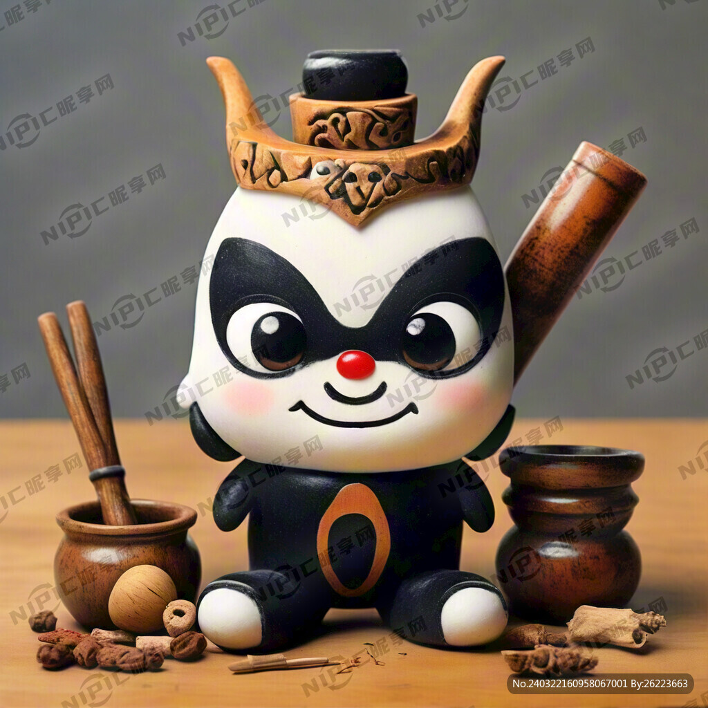 用中药的杵和臼画一个可爱的吉祥