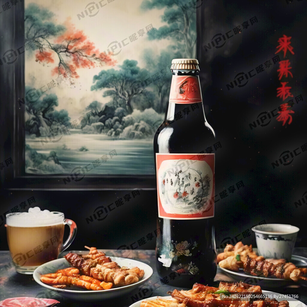 桌子 烤串 中国啤酒 虚实交替