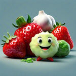 草莓 小蕃茄 大蒜 芹菜 青菜 卷心菜 合成卡通标志 绿色环保