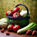 红蕃茄 葱 茄子 芹菜 青菜 卷心菜 草莓 菜篮子 绿色环保